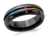 Mens Titanium Rainbow Anodized Center Band Ring (7mm)